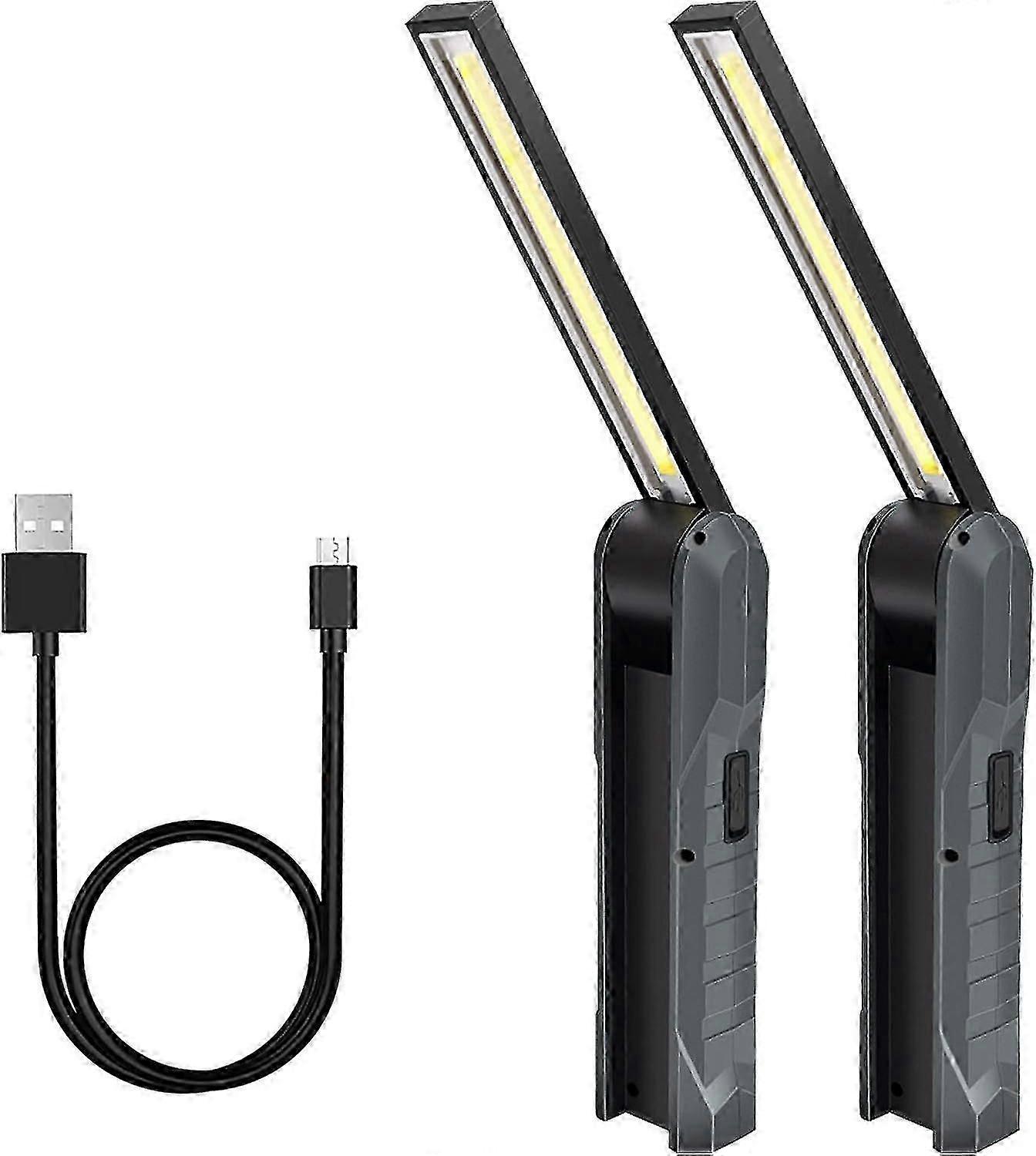 2 Pieces Rechargeable LED Foldable Mechanical Torch Work Light for Work