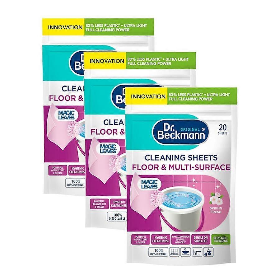 Dr Beckmann Floor & Multi-Surface Cleaning Sheets Spring Fresh (20 Sheets) - 3 Pack