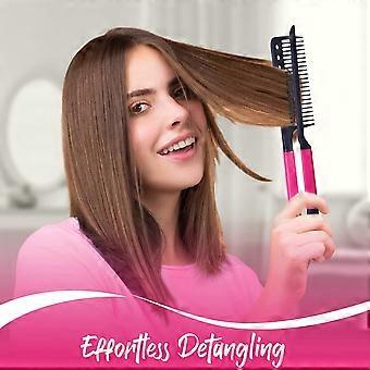Hair Straightening Comb - V-Shaped Heated Detangling Tool for Sleek, Smooth Hair at Home or On-the-Go