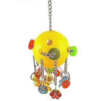 Plastic Parrot Chewing Toy with Hanging Bell and Acrylic Ring for Small to Medium Birds, Length 22cm