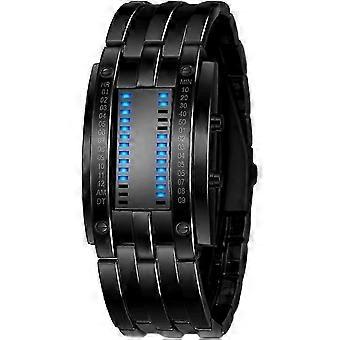 Orologio da polso rettangolare al quarzo in acciaio inossidabile sportivo da uomo casual casual a LED
