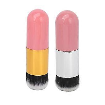 2pcs Liquid Foundation Brush Dichter flauschiger Haar-Make-up-Pinsel für Rouge gepresstes Puder Roségold Pink Silber