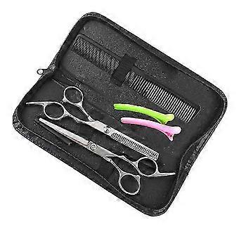 1 Satz von 6 Stück professionelle Zahnschneideschere Set Ergonomie Griff Friseur Schere Kamm Kit tragbare Haarstyling Werkzeuge Kit Praktisches Haar s