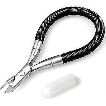 Black Grip & Snip Spiral Spring Cuticle Nipper, Pedicure Manicure Tools for Nails, Effortless Grip and Snip for Spiral Shear Dead Skin