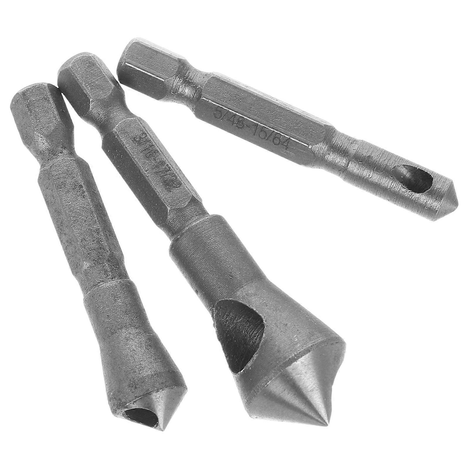 Chamfer Tool for Deburring 3Pcs Countersink Drill Bit Set Silver