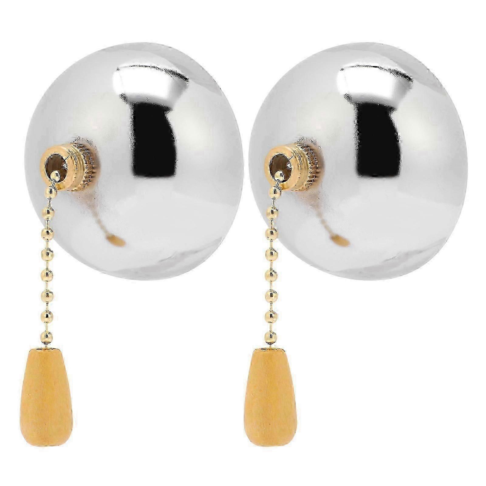 Pull Chain for Lamp Ceiling Fan 2Pcs Silver Iron Pull Rope Switch