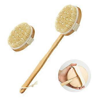 Dry Body Brush with Detachable Long Handle, Natural Boar Bristle for Exfoliation and Circulation