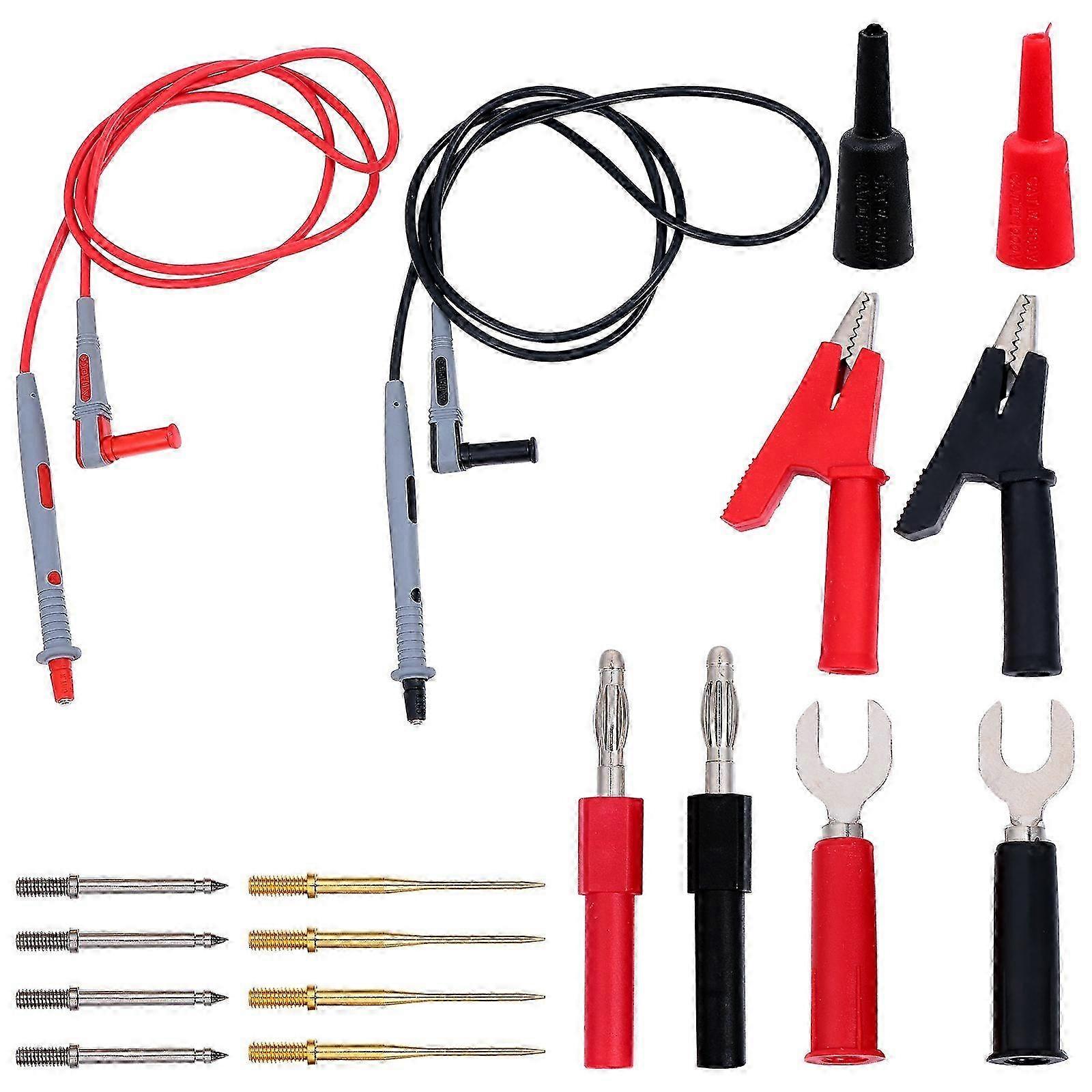 Electrical Multimeter Test Leads Set Safe Testing Accurate Measurement Interchangeable Probe Tips 18Pcs