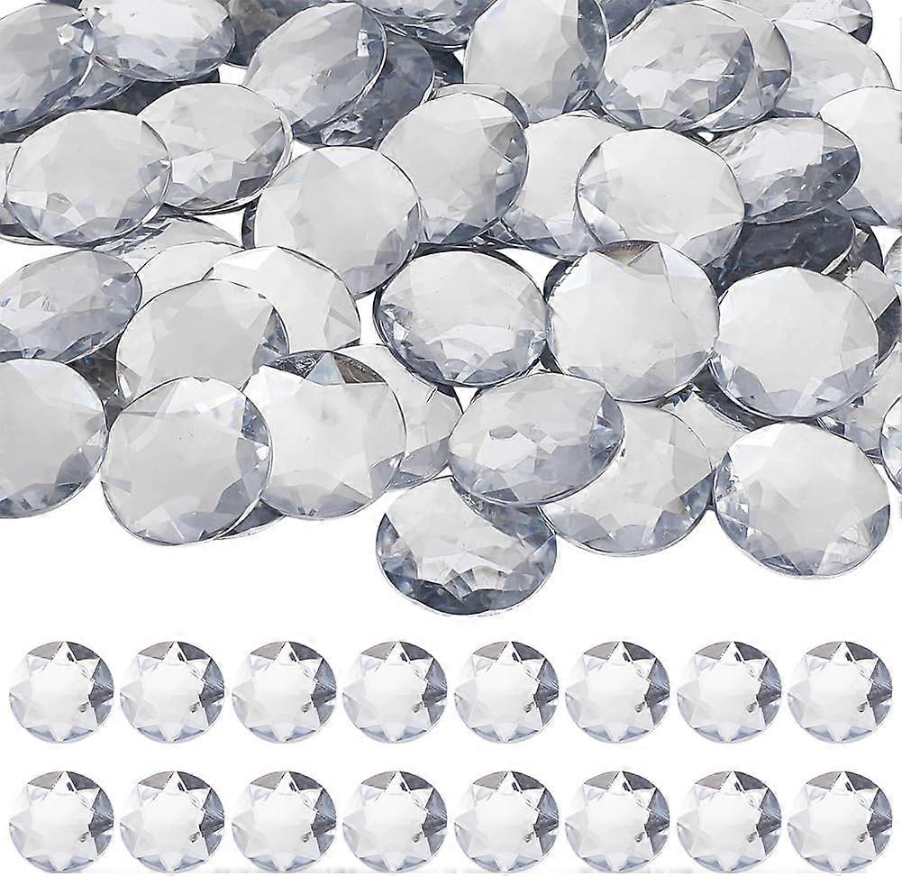 100Pcs Plastic Cabochons Flat Round Clear 24.5~25x4mm