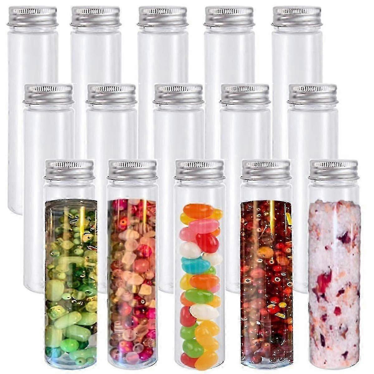 Plastic Test Tubes 15pcs 110ml Clear Flat with Screw Caps for Beans