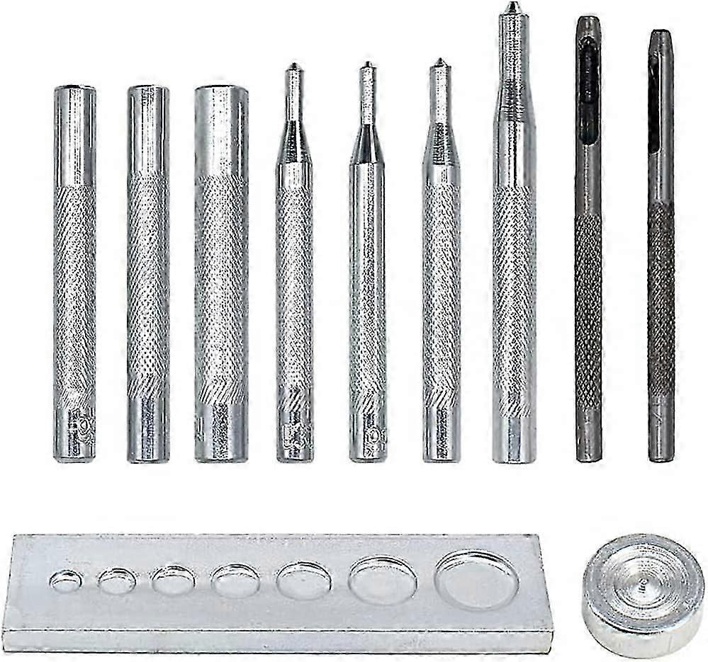 11Pcs Leather Craft Tools Set with Base for Punching Hole and Installing Rivet Button