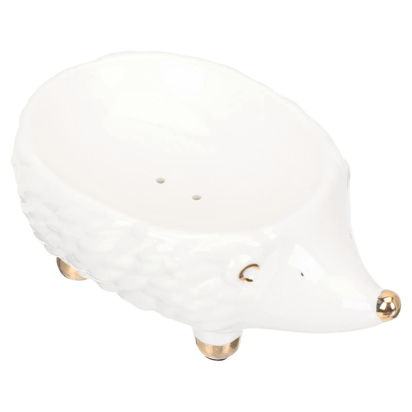 Ceramic Soap Stand for Soap Hedgehog Shape White
