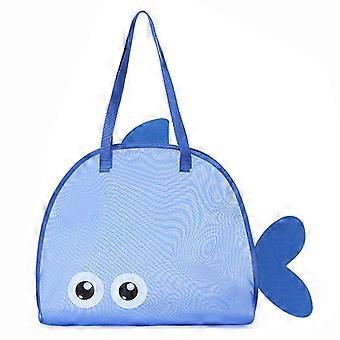 26-27@Beach Toy Mesh Beach Tote Kids Fish Shaped Mesh Beach Bags Sturdy Summer Beach Travel Bag