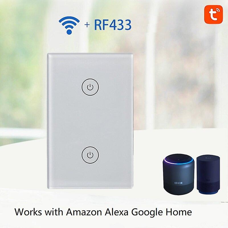 Smart Us Dual Control Switch Multi-control 2gang Switch Works With Amazon Alexa Google Home Wifi+rf433