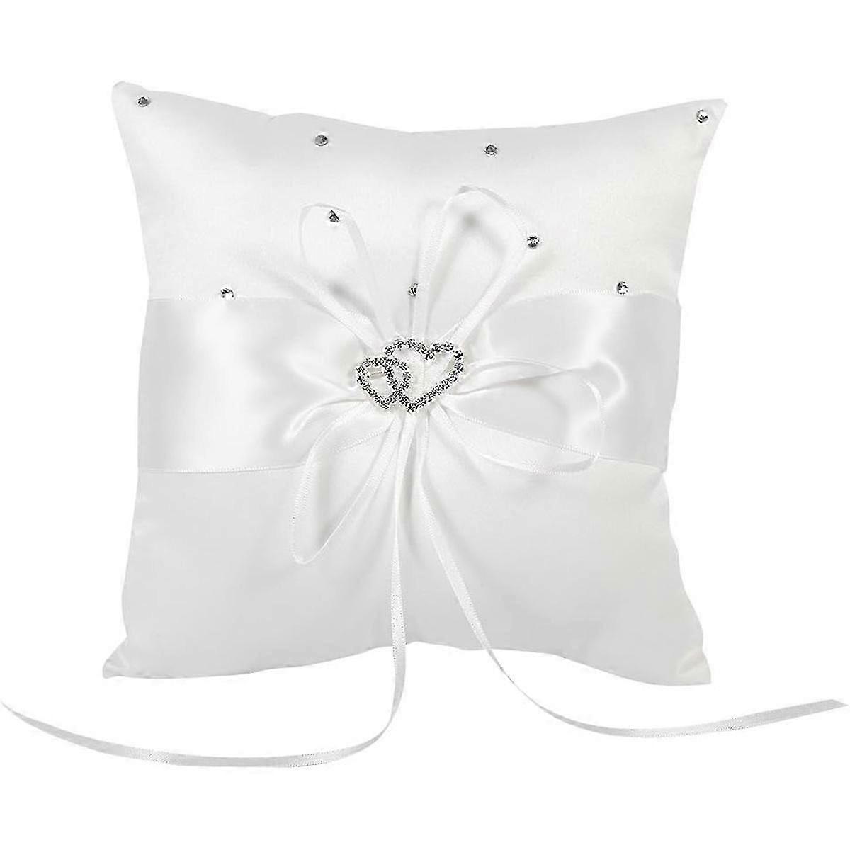 Compact Heart Satin Ring Pillow
