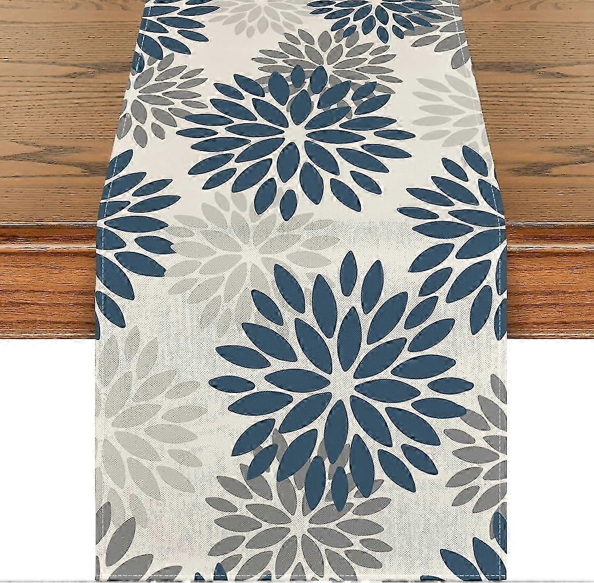 Dahlia Aqua Floral Table Runner