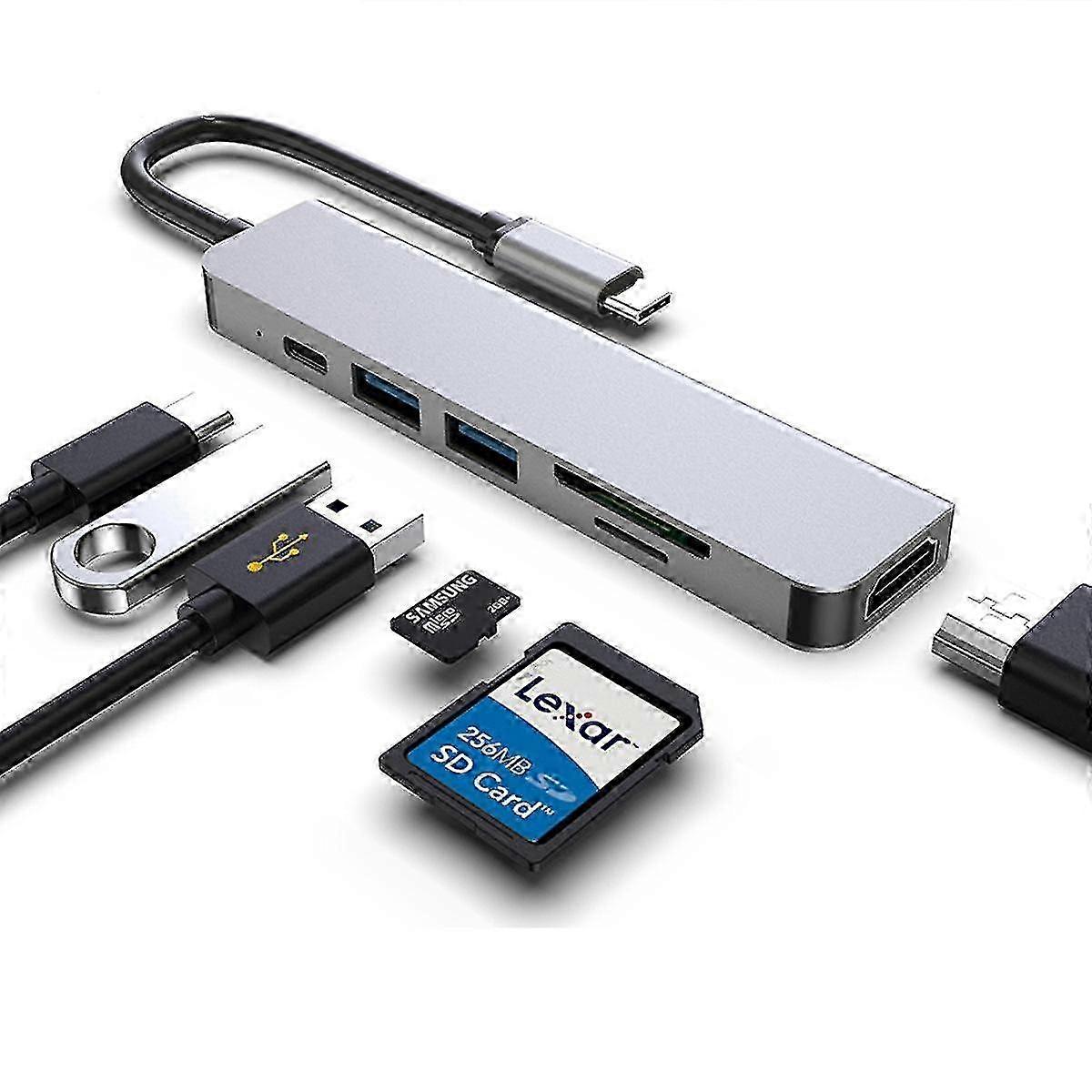 Six-in-one Type-c Docking Station Usb3.1 To Hdmi/tf/sd/pd Multi-function Notebook Expansion Hub