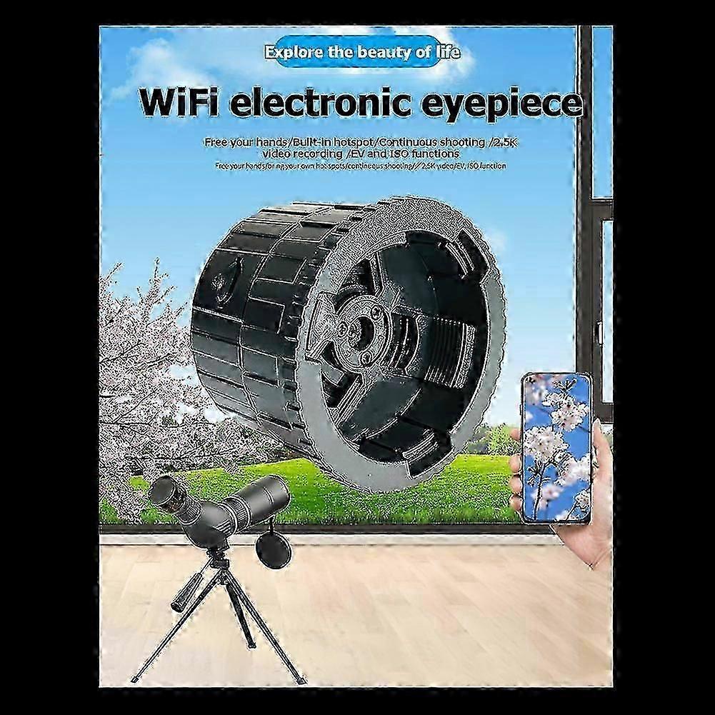 Microscope Telescope Eyepiece Camera WiFi Electronic Eyepiece compatible with Outdoor Watching Portable Spotting Camera LX