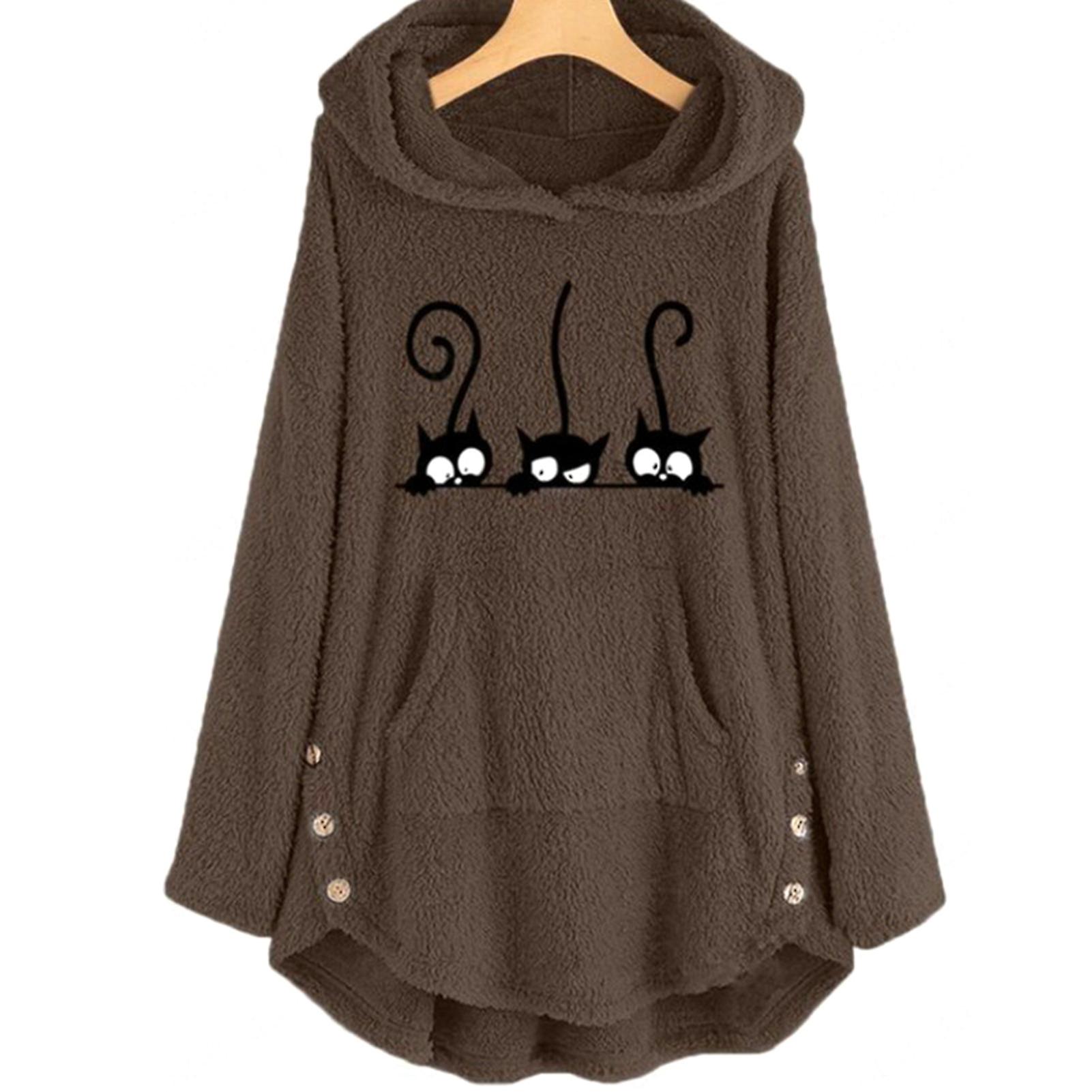 Warm Hoodie Pullover With Large Pockets  Plus Size Ribbed Edges For Winter Fall