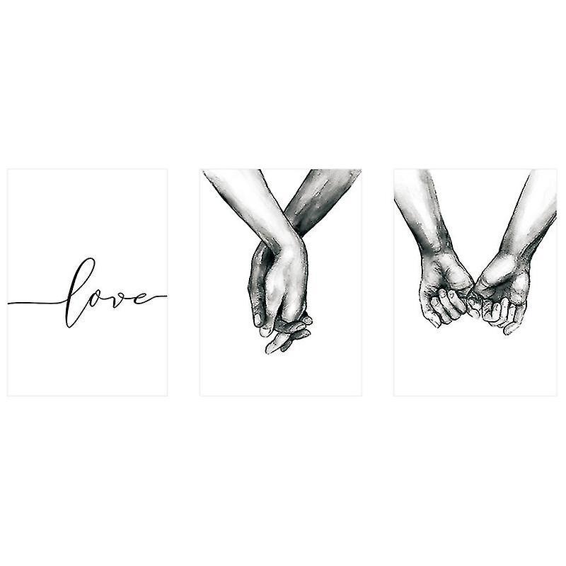 30X40cm Assorted Color Posters, Prints, & Visual Artwork 3pcs Hand In Hand Painting Frameless Painti