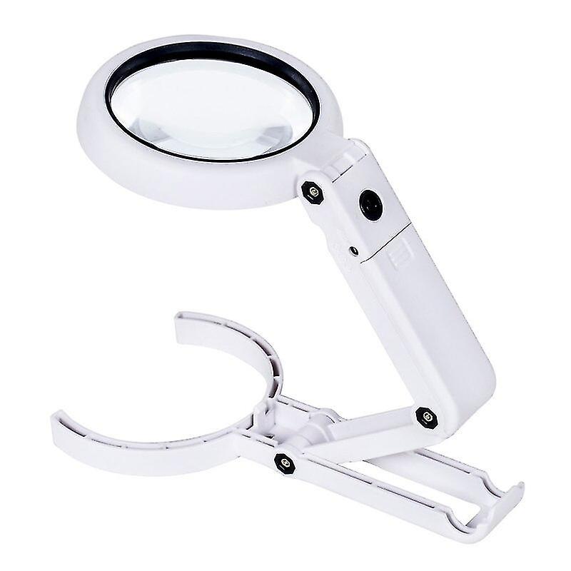 Foldable Magnifier 5x 11x Magnifier Lamp For Newspape 8 Led Table Desk Stand Handheld Portable Magnifying Glass Loupe C