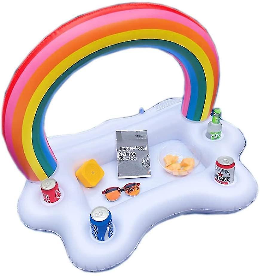 Inflatable Rainbow Cloud Drink Holder Floating Beverage Salad Fruit Serving Bar Table Bar Pool Float Party