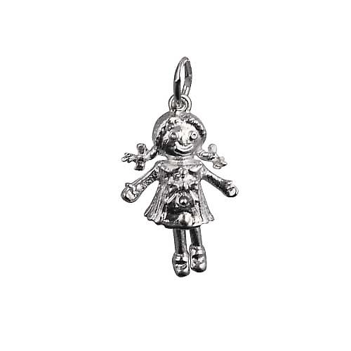 Silver 19x13mm moveable Rag doll Pendant or Charm