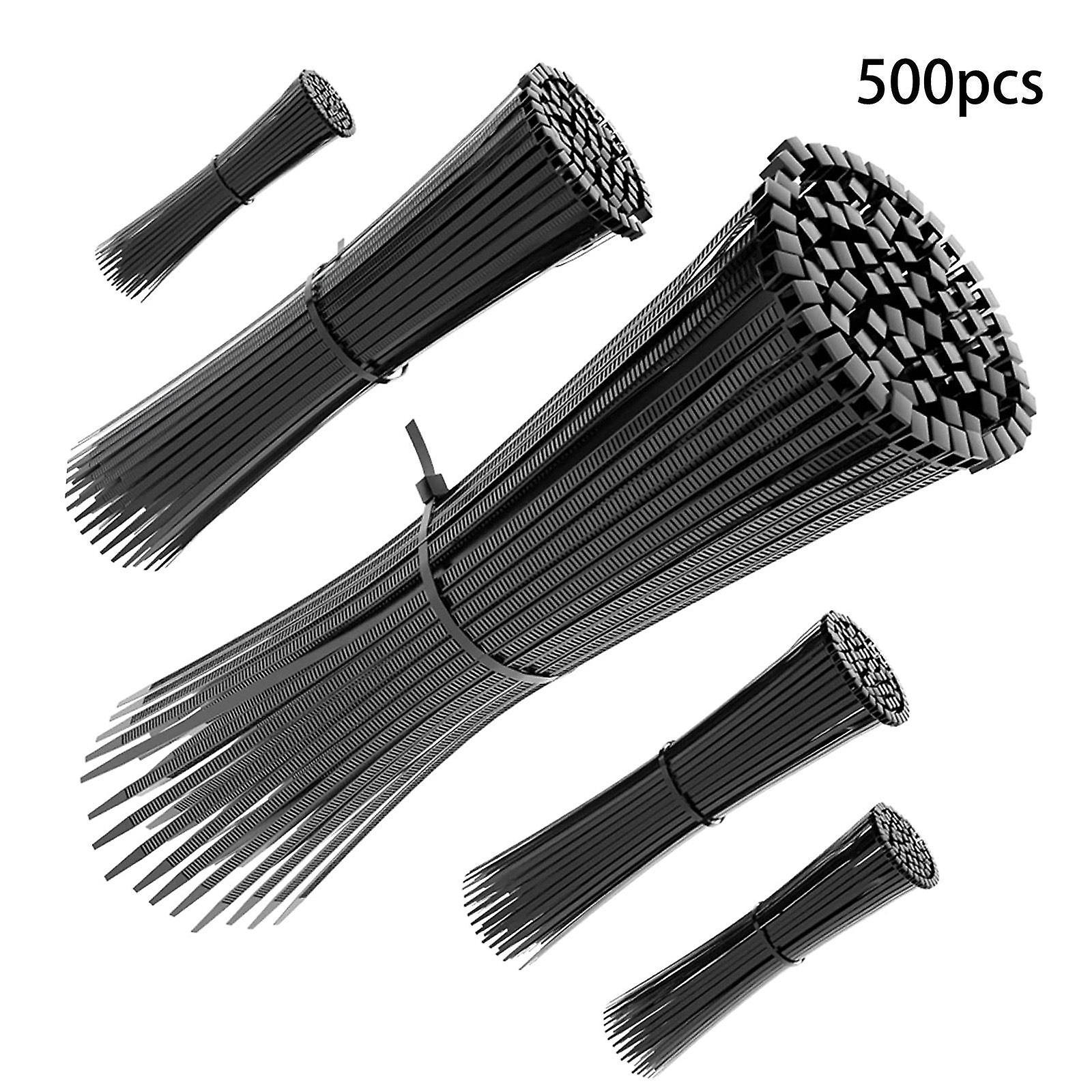 500 Black Cable Ties Heat Resistant Self Locking Nylon Cable Ties 5 Sizes