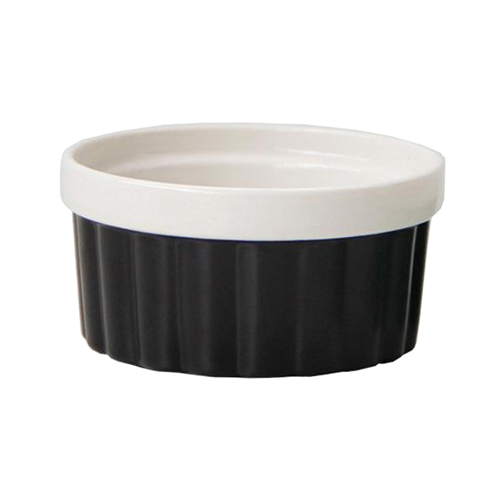 طبق خبز بورسلين متين وعاء سيراميك للسوفليه ، كريم بروليه أسود