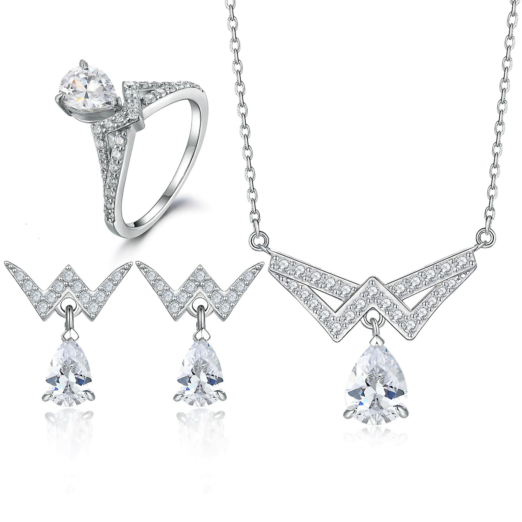 925 argento zircone argento gioielli set di 4