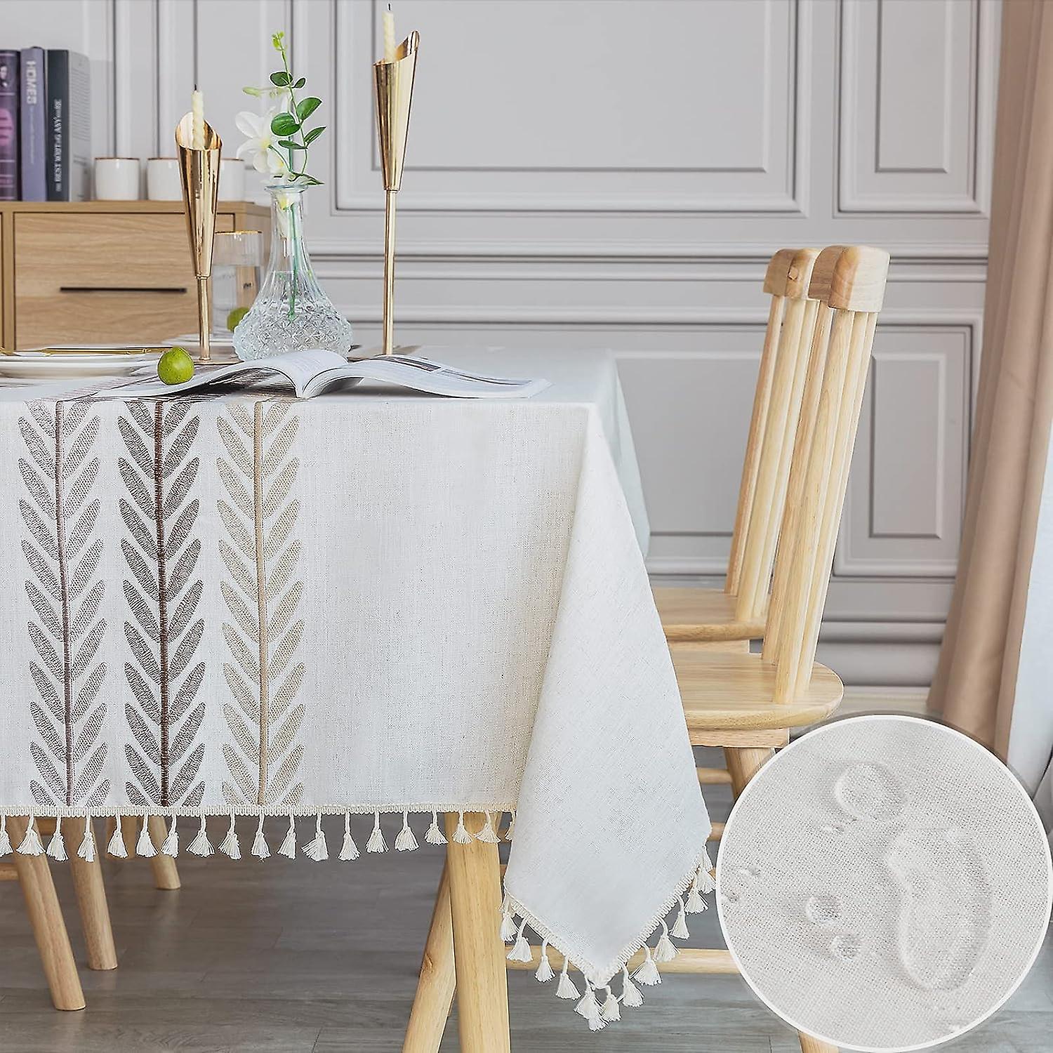 Rectangular Waterproof Tablecloth Table Cloth Cotton Linen 140x180 cm Tassel Tablecloth Elegant Rectangle Tablecloth for Kitchen Table Decoration
