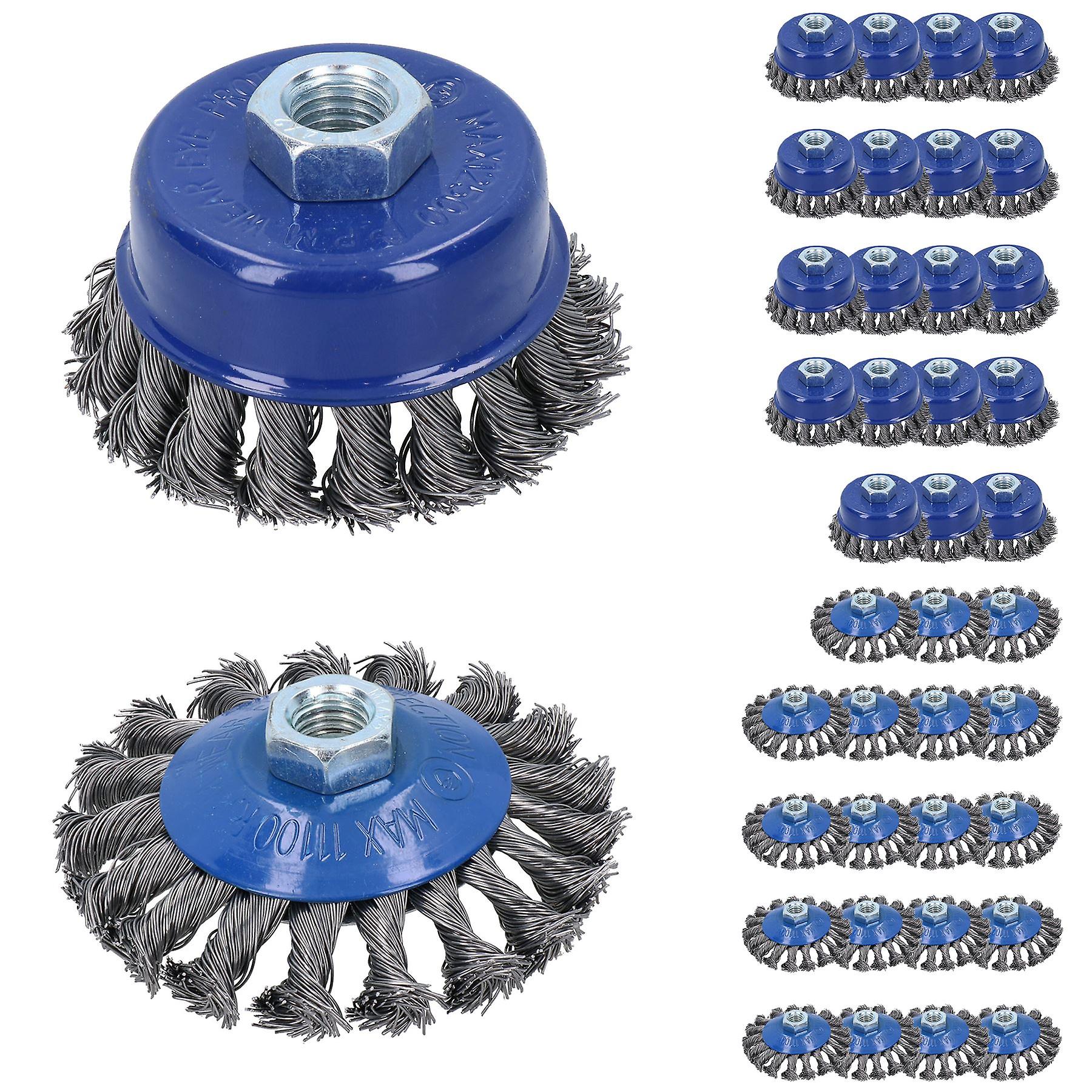 40pc Twist Knot Cup and Flat Bevel Brushes Rust Paint Removal for 4-1/2” Grinders