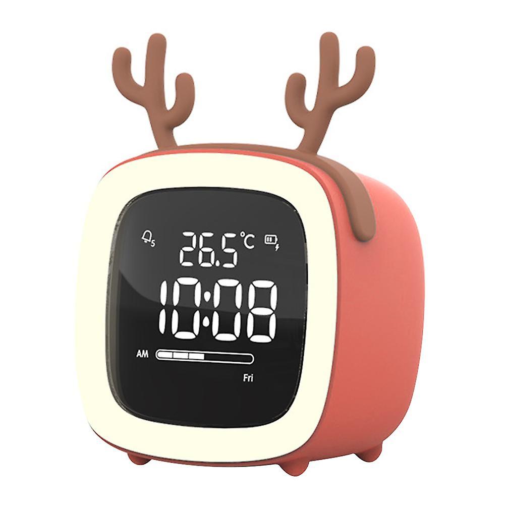ZHOUBA Cartoon Rabbit Ear Shape Rechargeable Digital Display LED Nigh Light Alarm Clock
