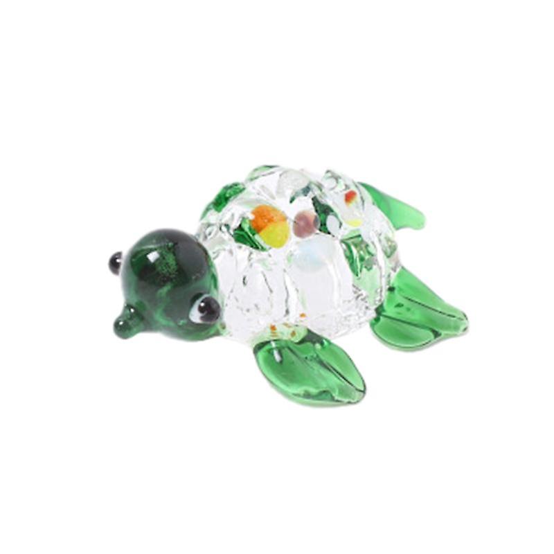 Cute Miniature Decor Bright-colored Glass Exquisite Little Turtle Shape Miniature Display for Home