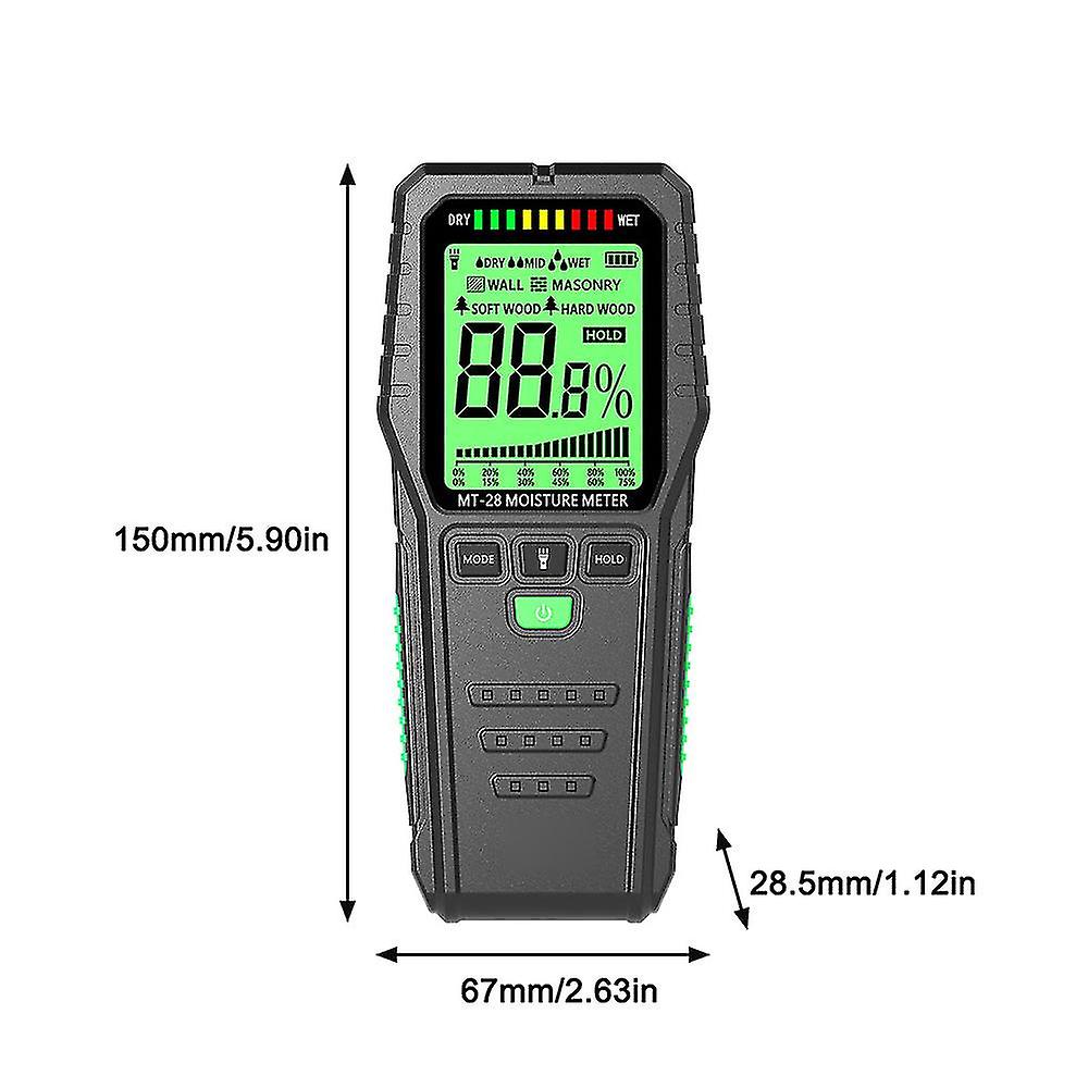 Full Angle Non-contact Wood Moisture Meter Environmental Temperature Humidity Detection 2.7 Inches Lcd Display Moisture Detector