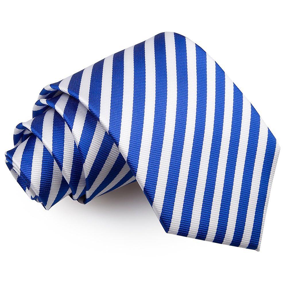 White and Royal Blue Thin Stripe Tie