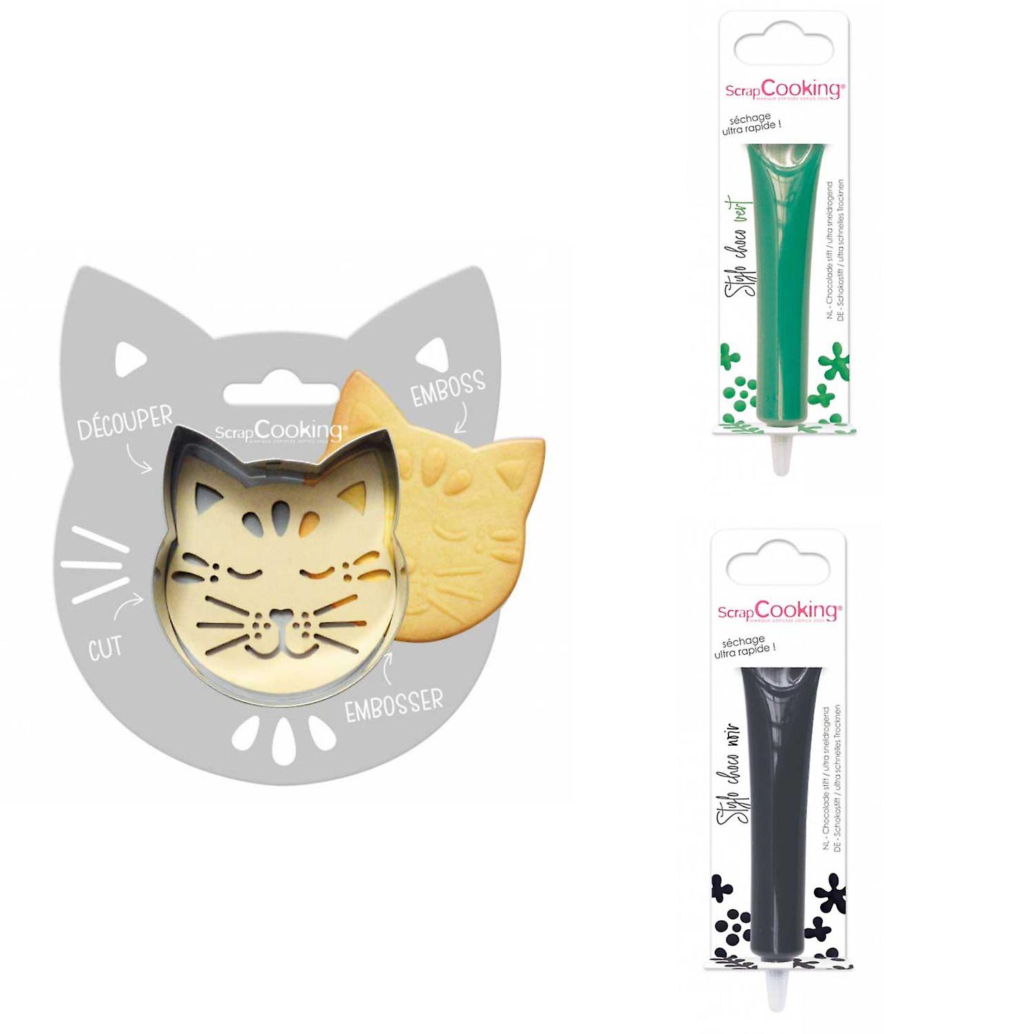 Cat relief cookie kit + 2 green and dark chocolate pens