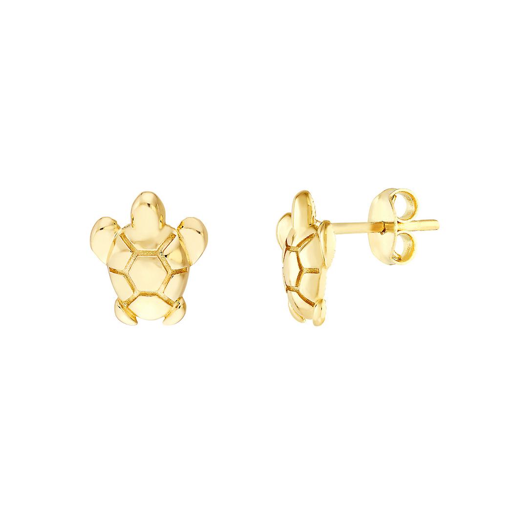 14k Yellow Gold Turtle Micro Stud Earrings Stud Earring for Women
