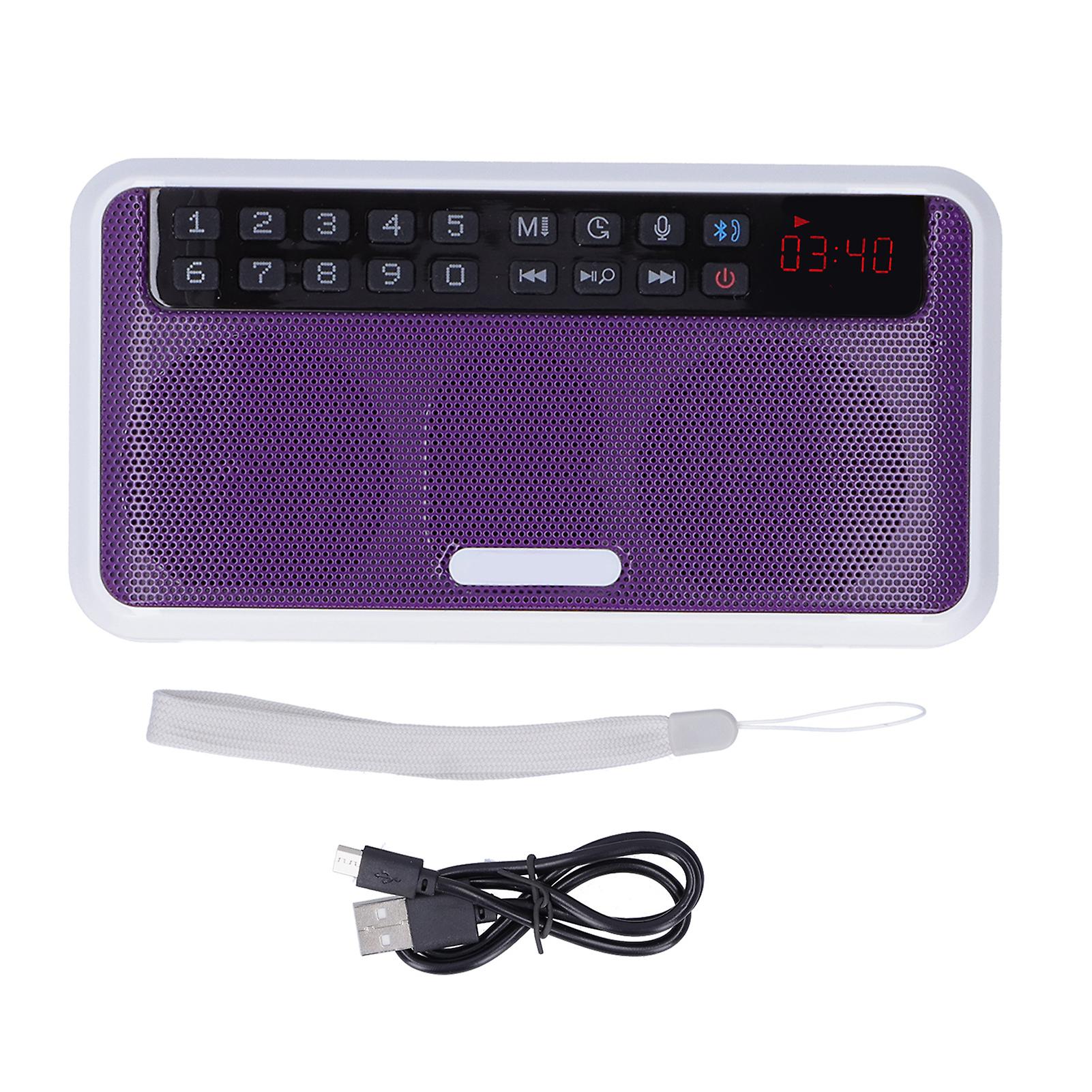 E500 Wireless Speaker in Purple - Features Bluetooth, AUX, Memory Card, and Flashlight