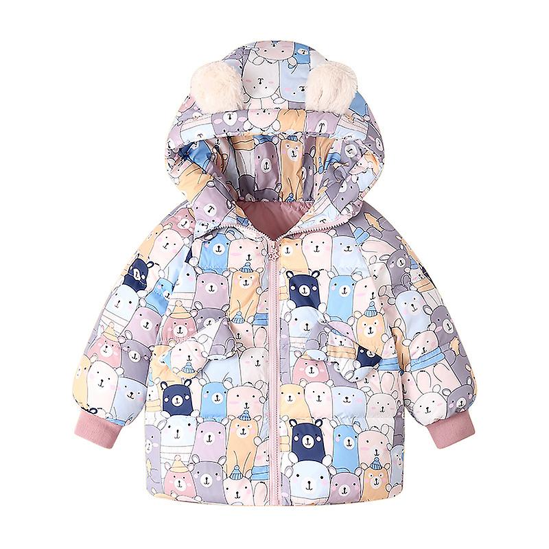 Barnjacka för flickor av medellängd, vinterbarn tjock dunjacka