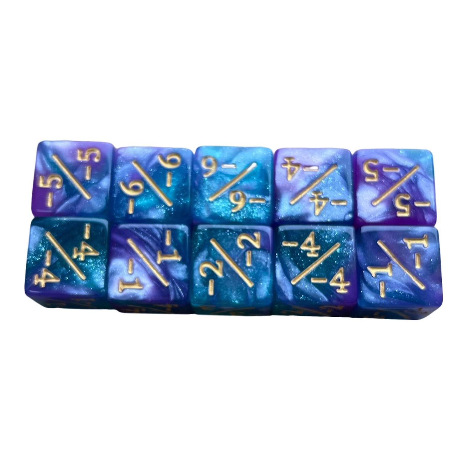 10x Acrylic Symbol Dice Standard Dice Teaching Tool Double Colors Six Sided Violet with blue