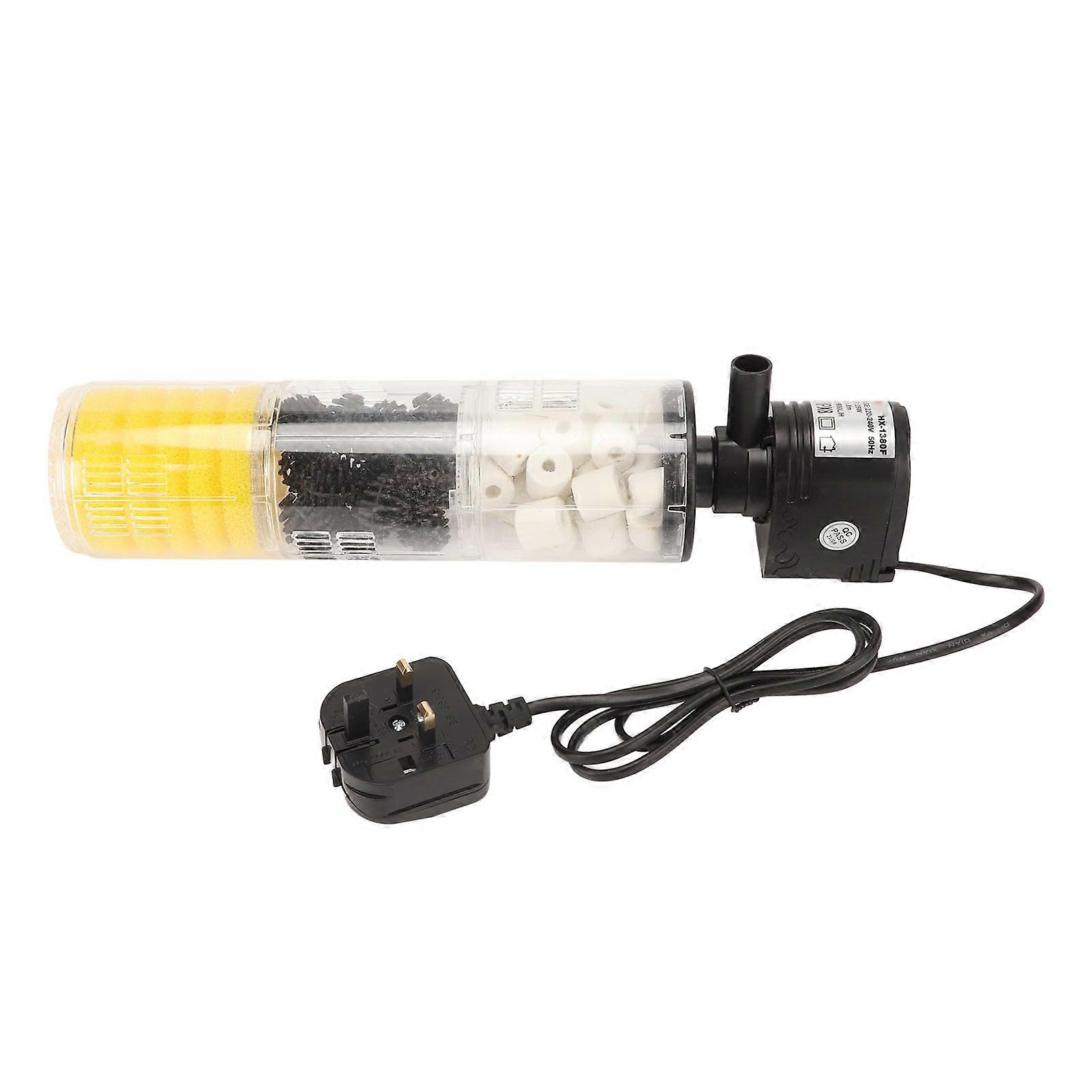 Aquarium Filters Water Circulation Oxygenation 3 in 1 Waterproof Internal Fish Tank Filter with Suction Cups UK Plug 220V HX 1380F