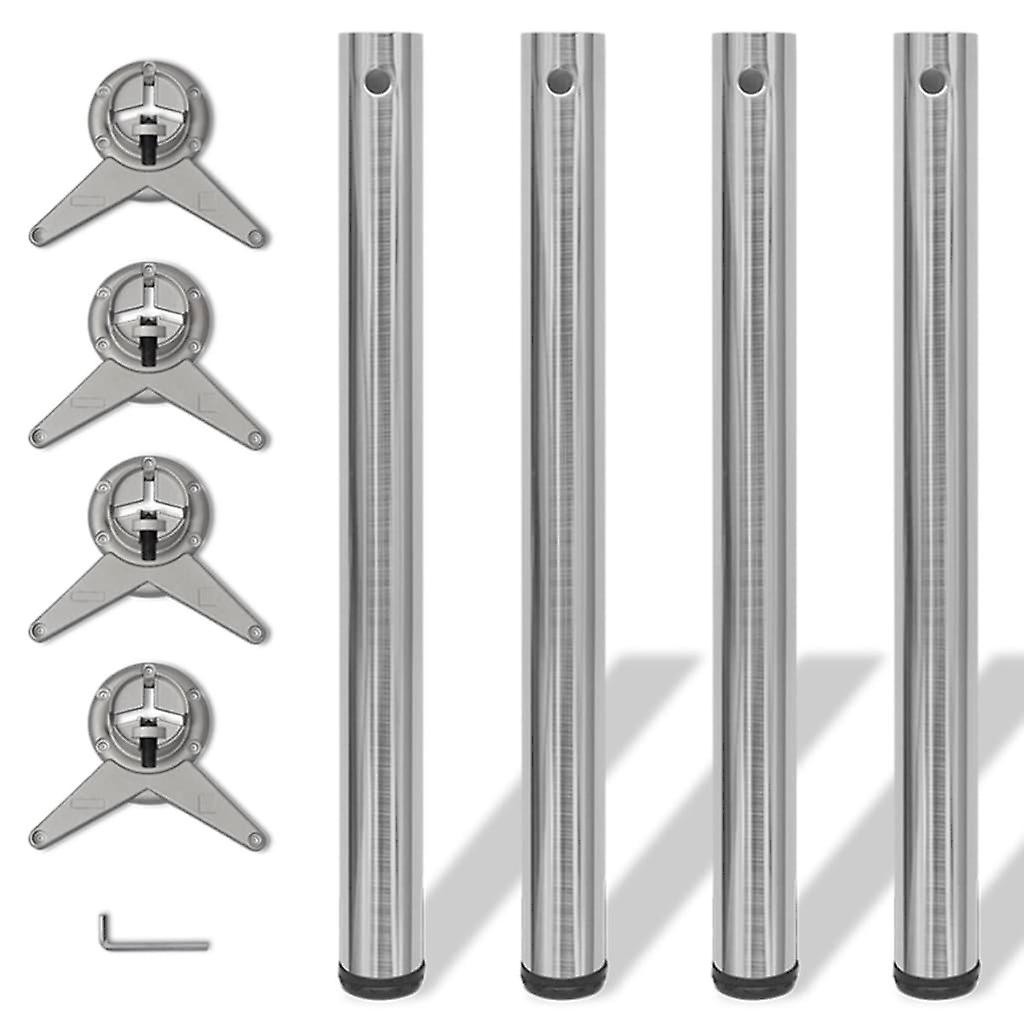 4x height-adjustable table leg brushed nickel 710 mm