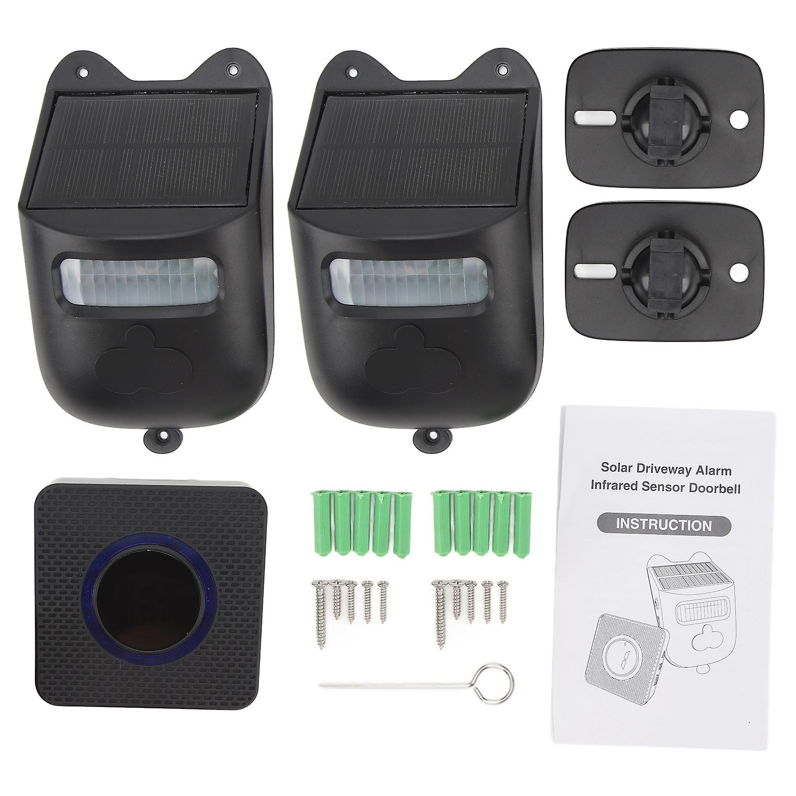 Wireless Solar Driveway Alarm System, Driveway Alarm, Wireless Motion Detector, Infrared Smart Doorbell for Visitors
