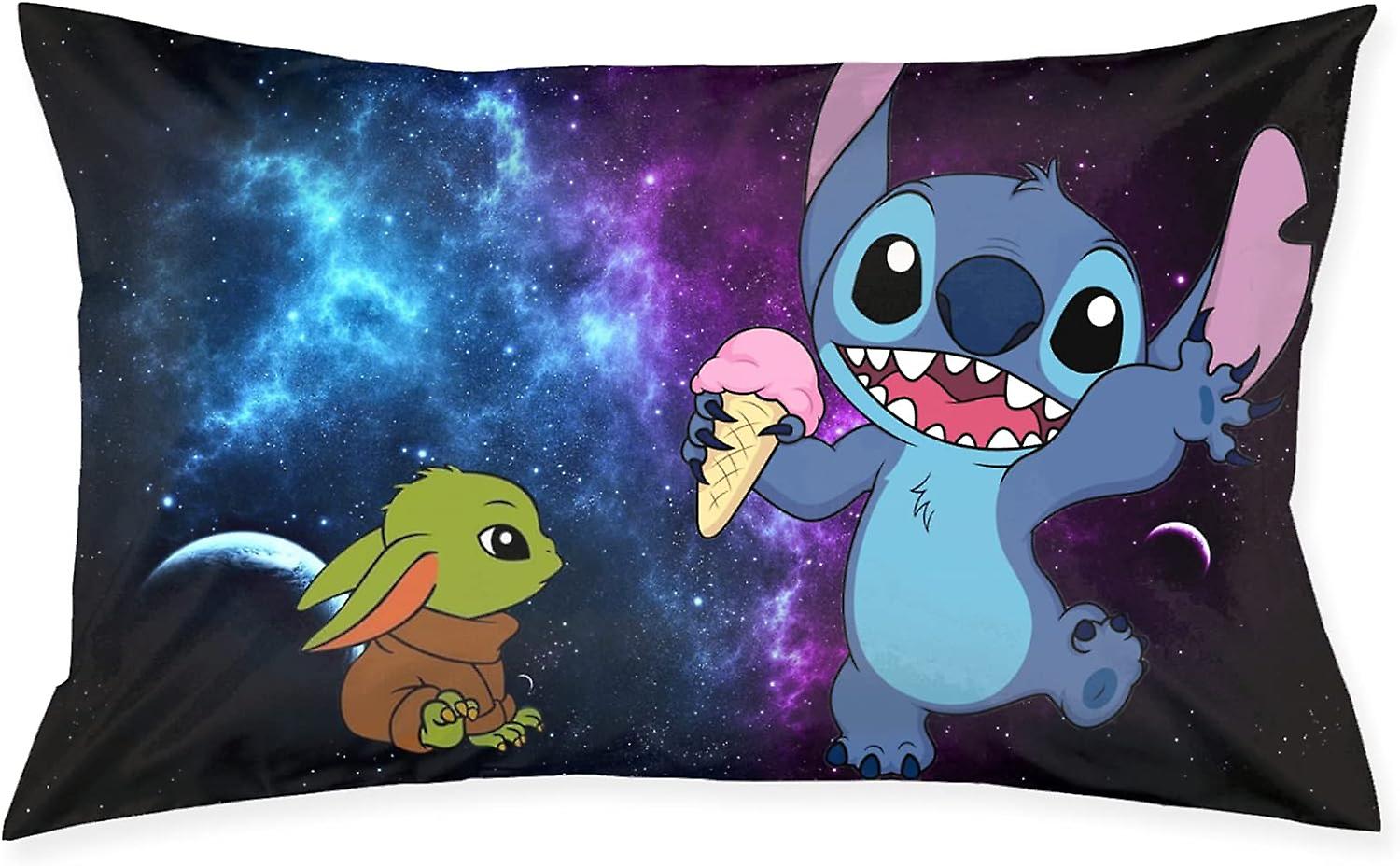The Child Baby Yoda and Stitch Standard Size Pillowcases Double-Sided Print Pillow Covers 40 X 60 CM-S-3 (a1-10)