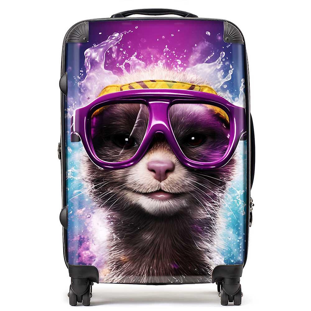 Splashart Ferret With Glasses Purple Suitcase