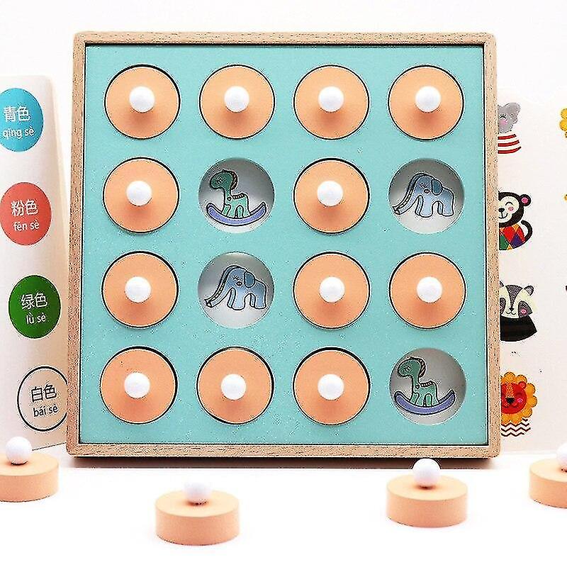 Interlocking Blocks Memory Match Chess Game 3d Puzzles Wooden Early Educational Family Party Casual Interaction Game Toy