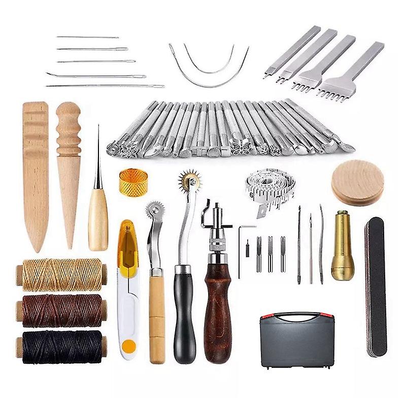 59 Pcs Craft Tools Kit, Hand Tool Set For Diy Leather Craft, Canvas Sewing