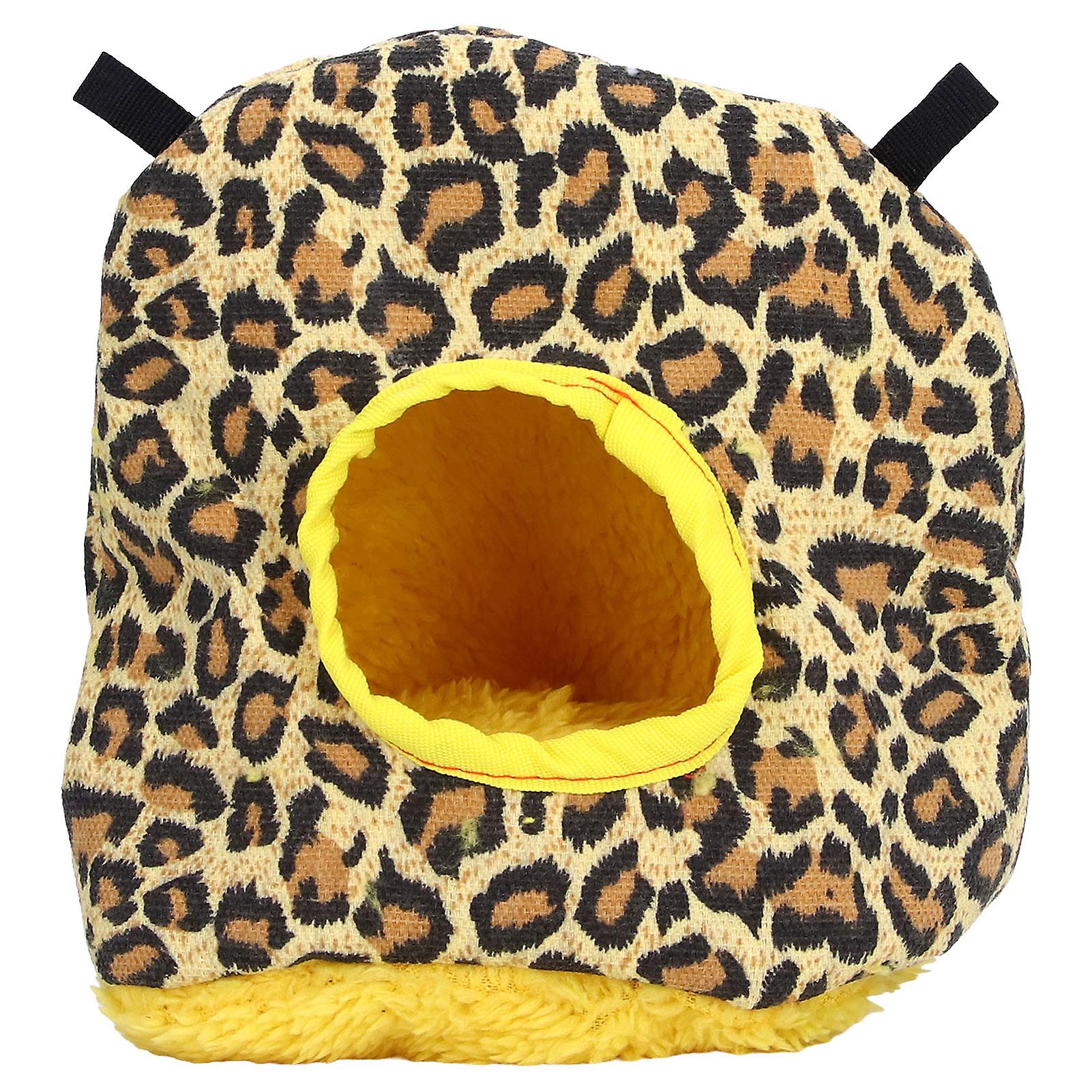 Warm Birdhouse Round Shape Soft Plush Save Space Easy Clean Safety Parrots HouseLeopard Print