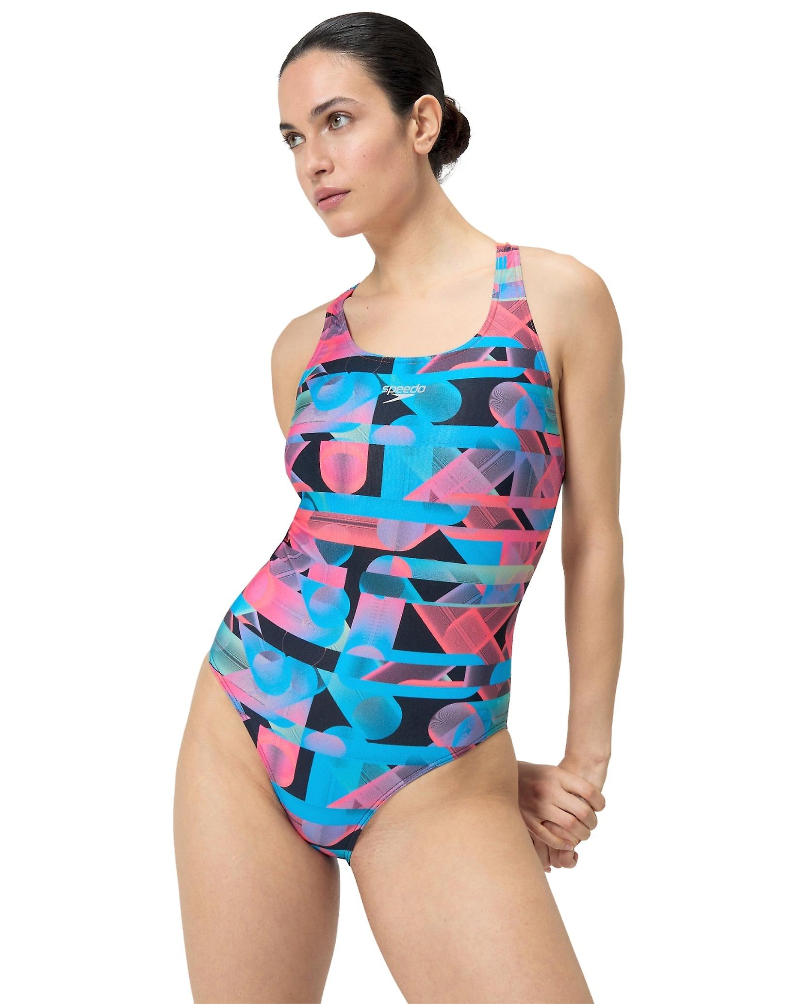 Speedo Allover Digital Powerback Swimsuit - Red/Blue